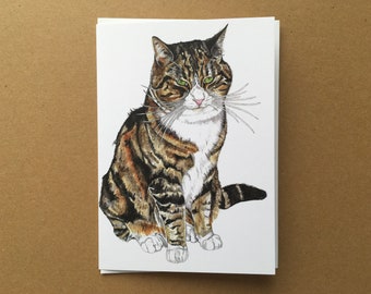 Tabby Cat Card, Cat Greeting Card, Tabby Cat Art Card, Chubby Cat Card, Blank Inside Cat Card, Tabby Cat Birthday Card, Cat Cards, Art Card