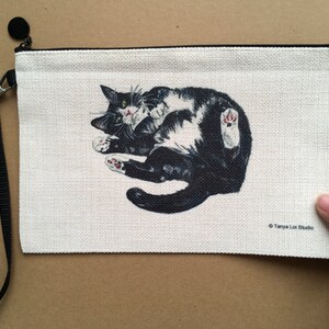 Large Cat Zipper Pouch, Tuxedo Cat Gift, Cat Jewellery Pouch, Black And White Cat Gift, Cat Lover Gifts, Cat Zipper, Cat Cosmetic Bag, Cats image 2