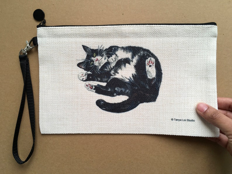 Large Cat Zipper Pouch, Tuxedo Cat Gift, Cat Jewellery Pouch, Black And White Cat Gift, Cat Lover Gifts, Cat Zipper, Cat Cosmetic Bag, Cats image 2