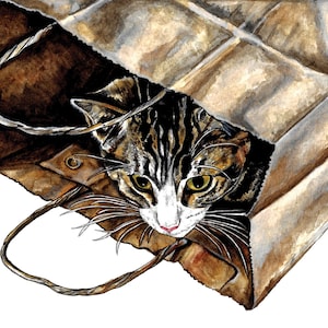 Carte chat, carte chaton, carte d'anniversaire chat, carte pour amoureux des chats, carte de voeux chat, carte chat tigré, carte intérieure vierge, carte d'art, chats, notelet