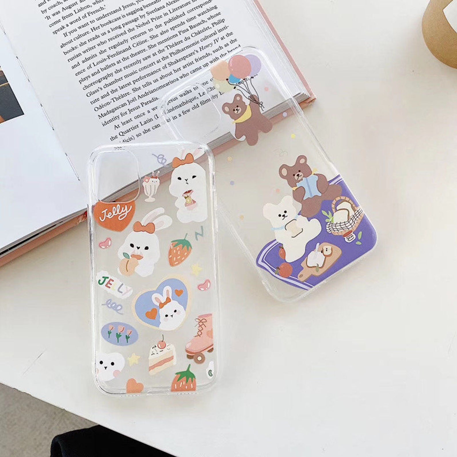 2 pcs Set Cute Bear Bunny Phone Case Cover Protection Flexible | Etsy