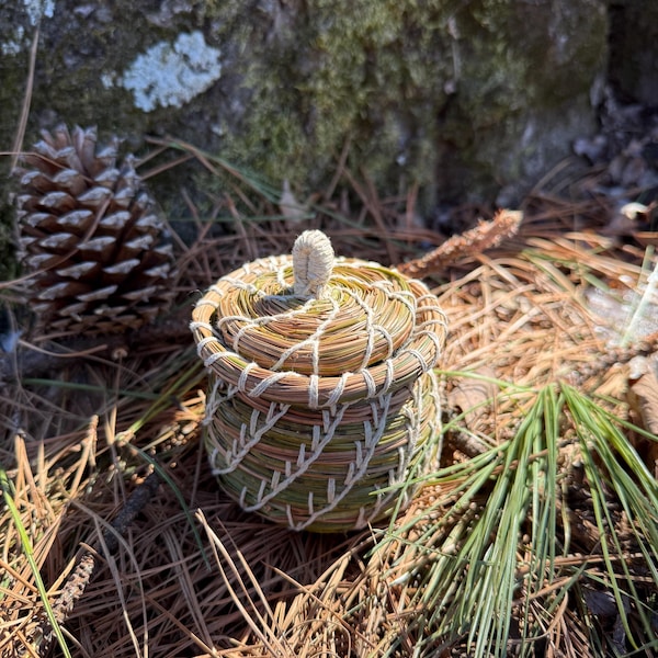 Pine Needle Basket — Natural, Rustic Decorative or Functional Basket
