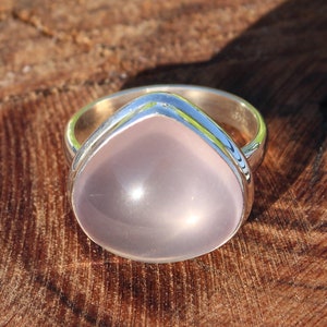 Rose Quartz Ring | Natural Rose Quartz Stone Heart Design | January Birthstone | Sterling Silver 925 | Personalized Gifts | Handmade Jewelry