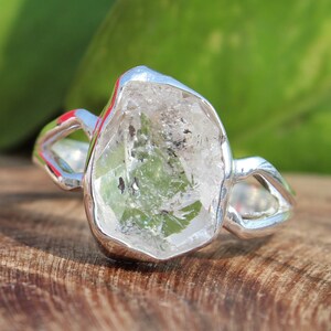 Anello con diamanti Herkimer grezzi / Anello in argento fatto a mano April Birthstone / Anello Herkimer naturale / Argento massiccio sterling 925 / Gioielli fatti a mano