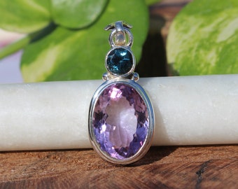 Amethyst Pendant | London Blue Topaz Pendant | Sterling Silver 925 | Personalized Gifts | Handmade Jewelry
