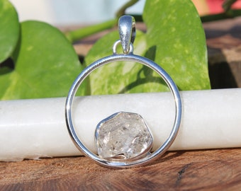 Roher Herkimer Diamant Anhänger | Herkimer Diamant Halskette | April Geburtsstein Handmade Anhänger | Sterling Silber 925 | Handmade Schmuck