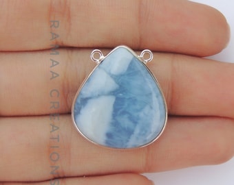 Pendentif opale bleue | Cabochon coeur opale bleue naturelle | Collier opale bleue | Bijoux en opale bleue | Argent sterling 925