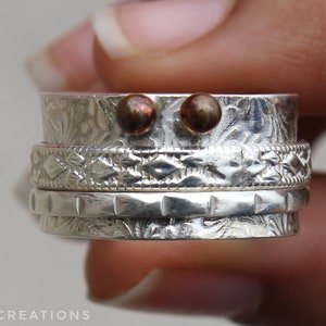 Sterling Silver Spinner Ring | Anxiety Spinner Ring | Fidget Spinner Ring for Women | Handmade Two Spinner Ring | Sterling Silver 925