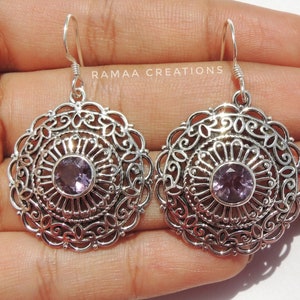 Amethyst Earrings | Natural Amethyst Purple Earrings | Amethyst Handmade Jewelry | Gemstone Earrings | Sterling Silver 925