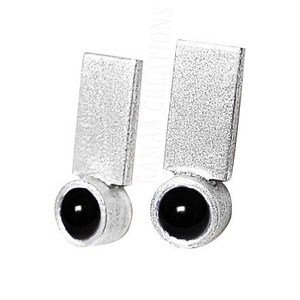 Black Onyx Earrings | Natural Black Onyx Round Cabochon Studs | Sterling Silver 925 | Black Onyx Gemstone Handmade Jewelry