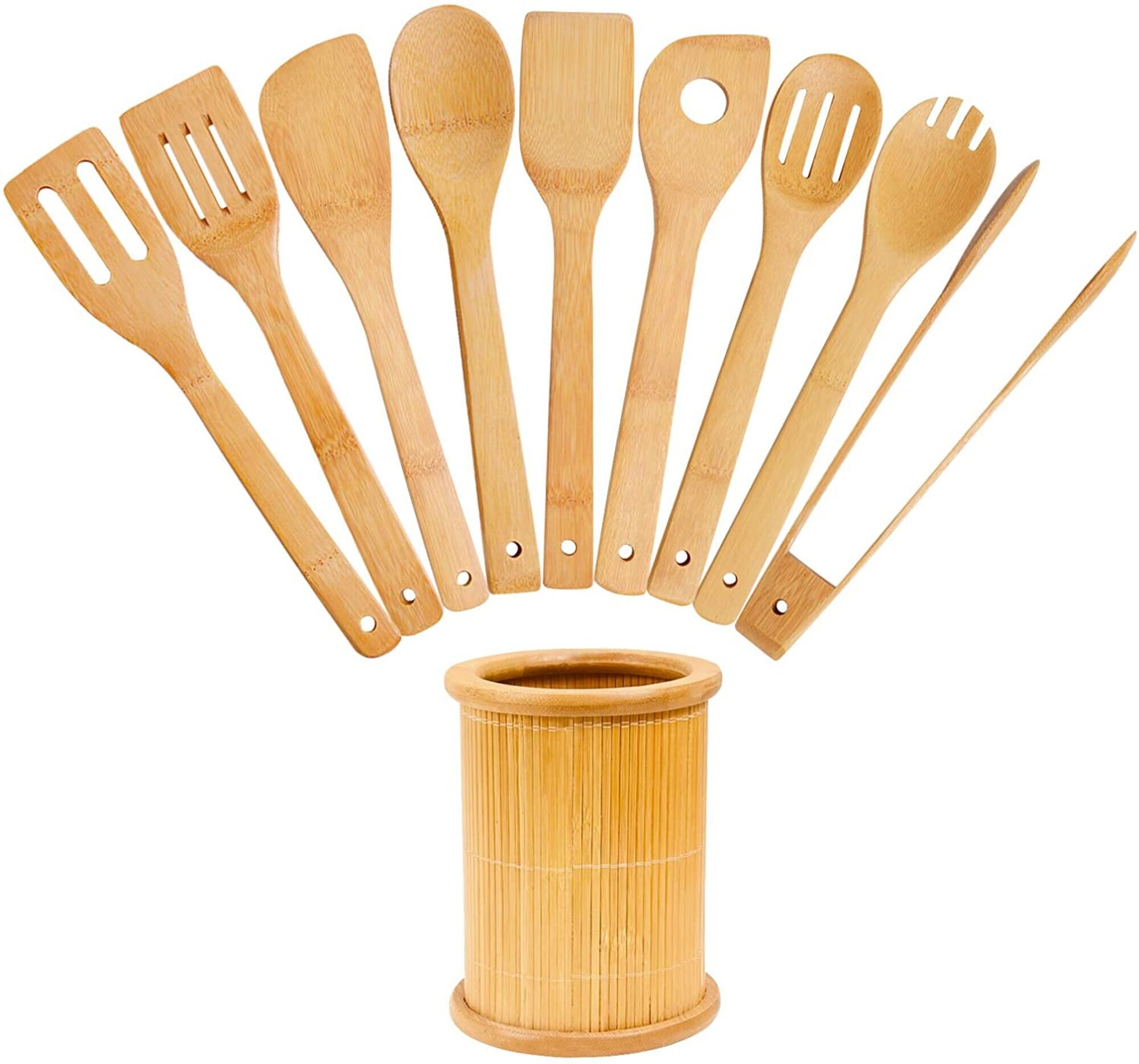 Wooden Kitchenware Set 9 Pieces Bamboo Spatulas Tong and 1 Etsy