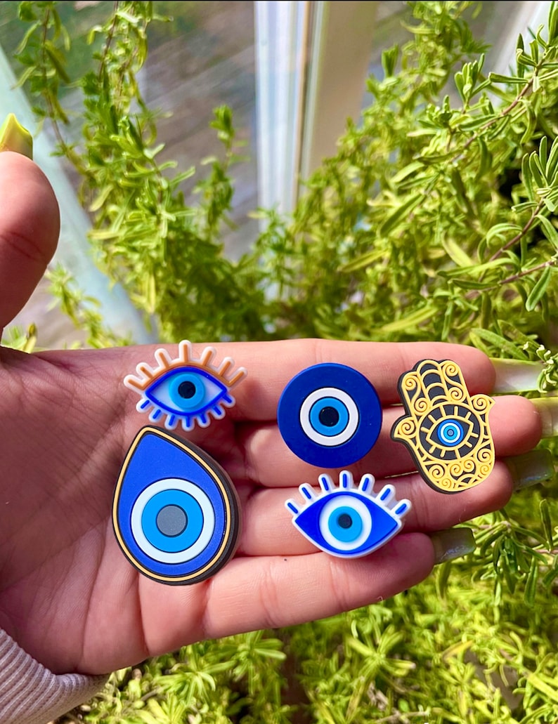 Evil eye, mal de ojo shoe charms, yin yang 