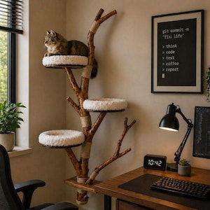 Floating Cat Tree – Multi-level Cat Condo with Faux Fur Beds