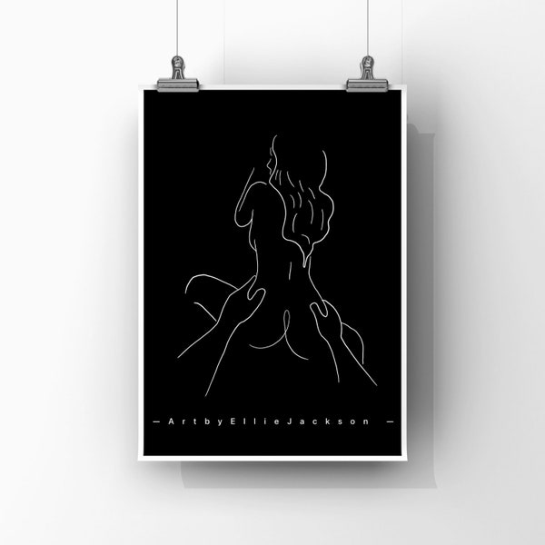 Woman line art / body line art / minimalistic line art / naked lady / silhouette lady/ body positivity art