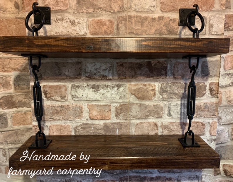 2 Tier industrial style turnbuckle bracket set Etsy