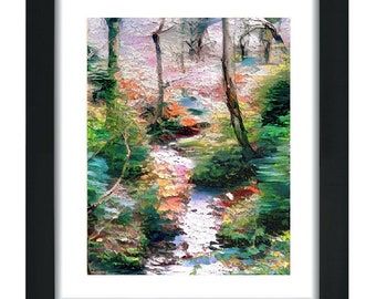 Smithills Bolton Woodland Stream Forest Abstract Photography Digital Filtered Print / Wall Art / Digital Painting 10x8 inches PRINT ONLY