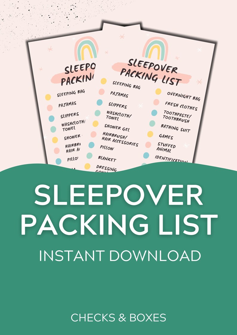 Sleepover Packing List Printable Kids Packing List For Etsy