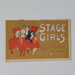 Max Stein Stage Girls Folding Postcard Booklet. Antique Postcard.