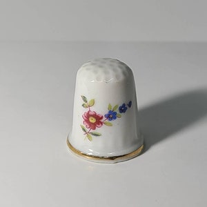 Crown West Fine Porcelain Thimble with Gold Rim. Vintage Floral Collectors Thimble.