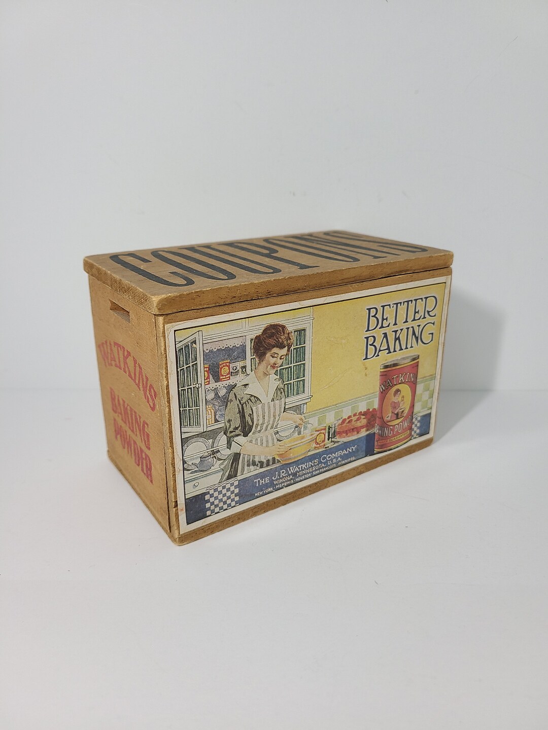 Vintage Wooden Coupons Box. Vintage Watkins Baking Powder Etsy
