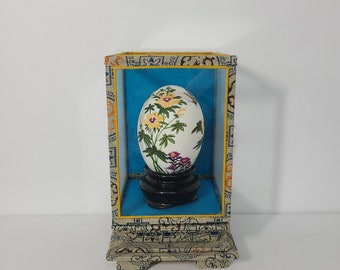 Vintage Chinese Handpainted Egg in Display w/Original Box.