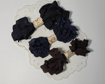 6 Yards Crinkled Rayon Ribbon. Assorted Vintage Seam Binding Crinkled Ribbon. Lot of 3.