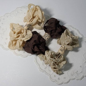6 Yards Crinkled Rayon Ribbon. Assorted Vintage Seam Binding Crinkled Ribbon. Lot of 3.
