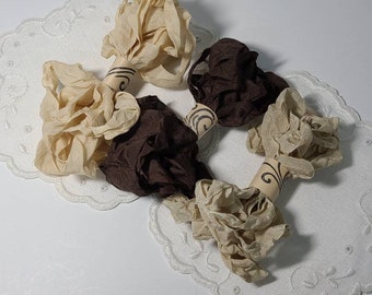 6 Yards Crinkled Rayon Ribbon. Assorted Vintage Seam Binding Crinkled Ribbon. Lot of 3.