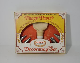 Ateco Fancy Pastry Decorating Set. Vintage 1980's Cake Decorating Set. As Is.