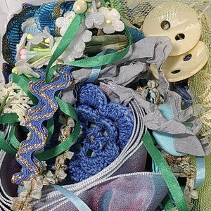 Inspiration Kits. Vintage Ribbon and Flower Bundles. Millinery Mystery Boxes. Blue Flower and Ribbon Grab Bags. Choose your Selection.
