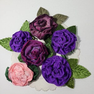 Small Ribbon Flower Corsages. Assorted Vintage Ribbon Brooches. Sold Individually. Choose your selection.