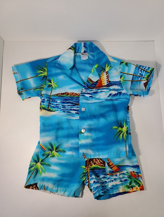 Hawaiian Children's Shirt and Shorts Set. Kids Ha… - image 1