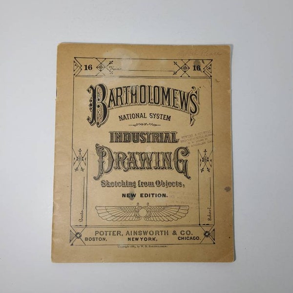 Bartholomew's National System Industrial Drawing. No 16 Sketching from Objects New Edition. Copyright 1883 Paperback Book.