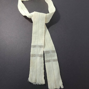 Antique Woven Necktie. Antique Accessory. Ivory w/Brown Stripe Vintage Necktie. Ladies Necktie. Men&#39;s Antique Necktie. Woven Belt.
