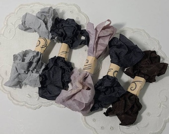 5 Yards Crinkled Seam Binding Ribbon. 1 Yard cuts of Assorted Rayon Crinkled Ribbon.