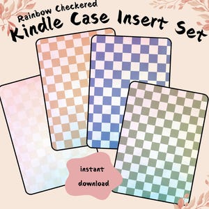 Regenbogen kariert Kindle Insert, Kindle Case Insert, Buch Geschenk, Kindle Paperwhite 10 11 Generation Base Oasis, Kindle Hülle, süsse Kindle Hülle