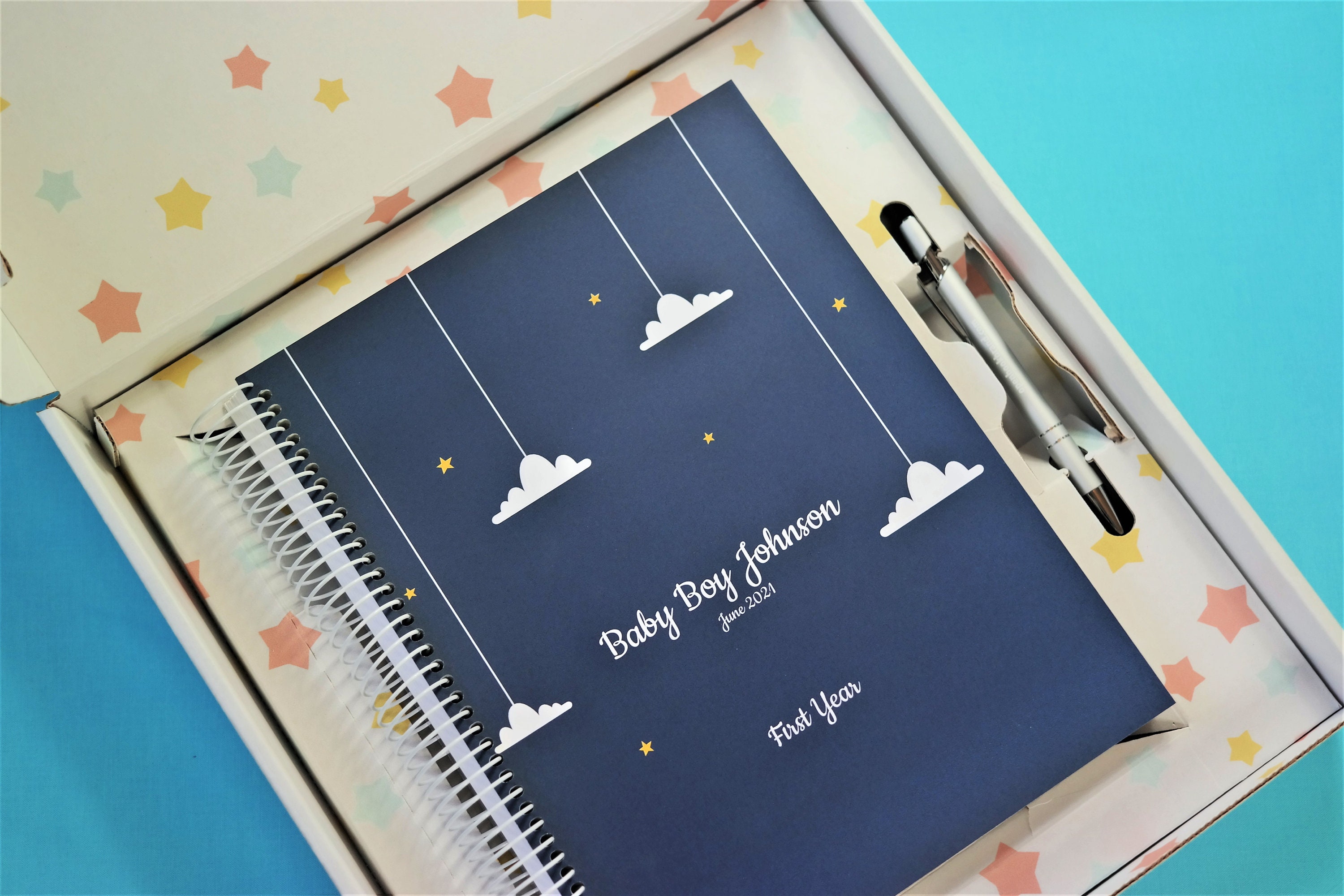 Baby Boy First Year Memory Book Personalized Baby Book Cover Etsy