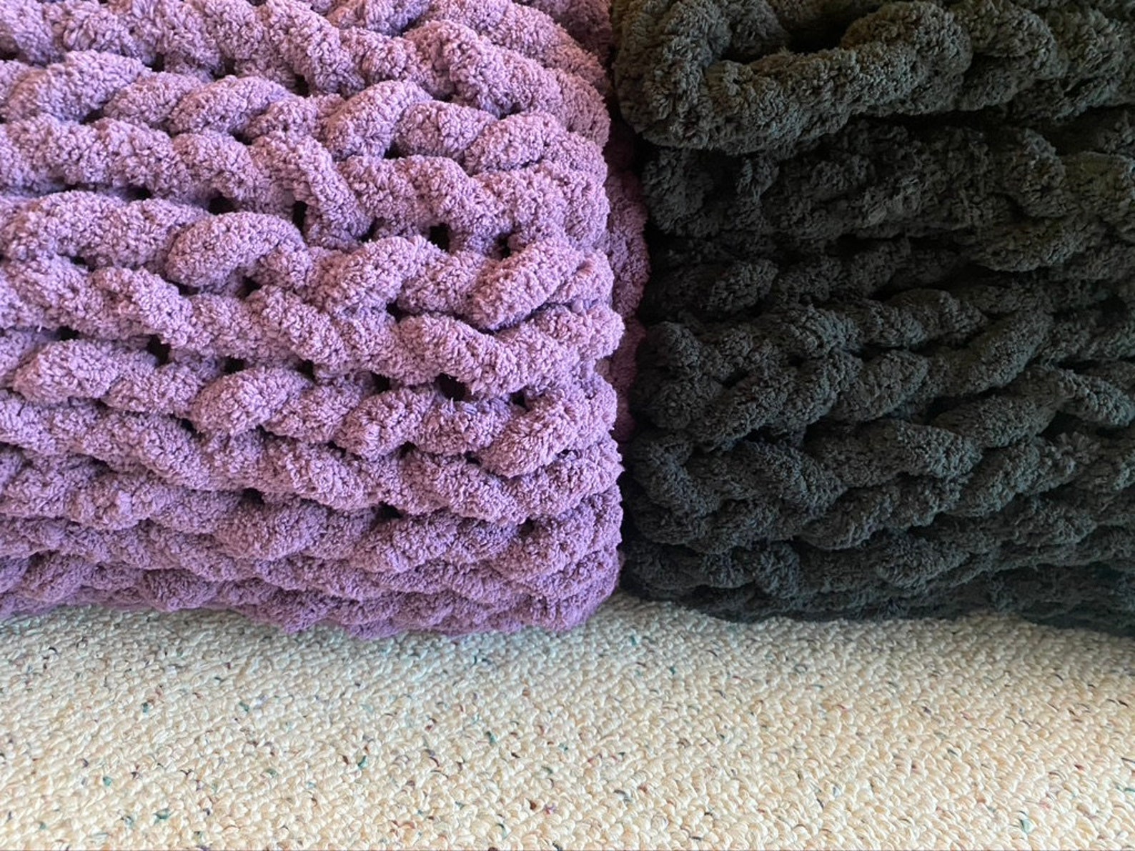 Purple Soft Chunky Knit Blanket 55inx60in Etsy