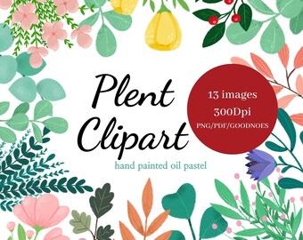 Flower and Plant Clipart, Flower Clipart, Plant Clipart, PostCard Design, Bullet Journal Stickers, Goodnotes Sticker, Digital Stickers, Ipad