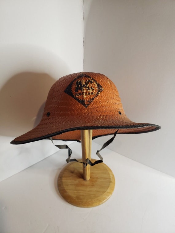 Vintage Allis Chalmers Straw Bucket Hat, AC Orange