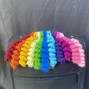 Crochet luggage identifier hyperbolic curlicue fringe bag tag spiral backpack accessory image 1