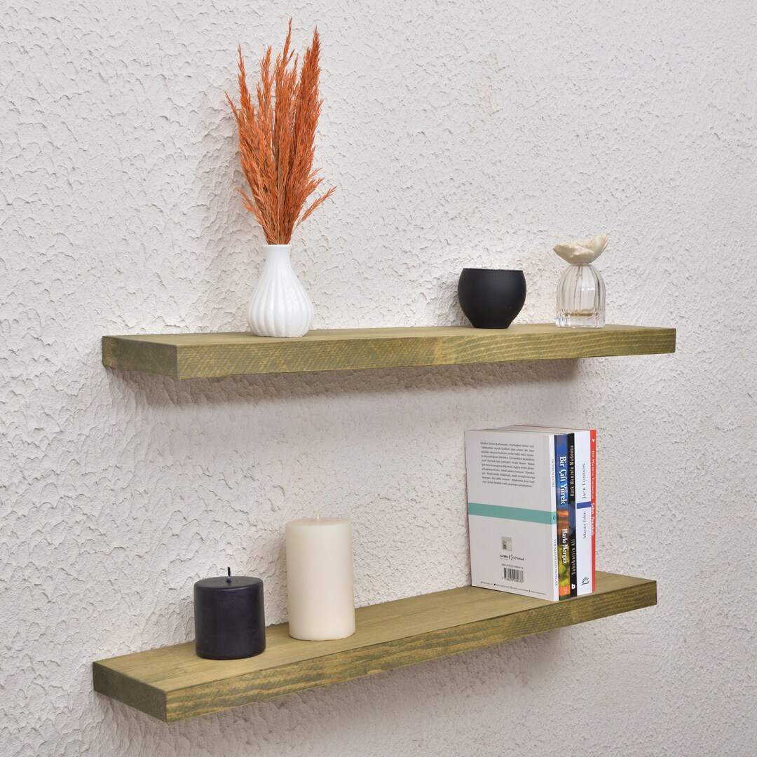 Heavy Duty Natural Wood Floating Shelf Unique Kitchen Open Etsy
