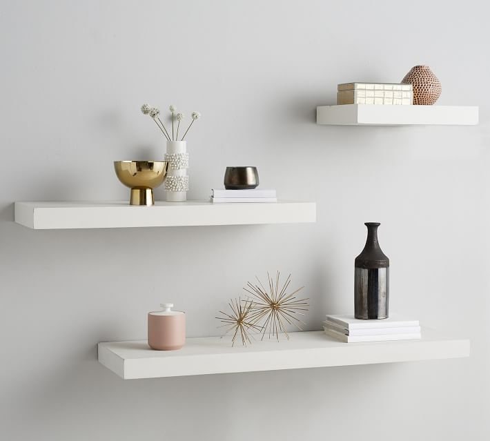 White Floating Shelves Book Shelves Floating Wood Shelves Etsy