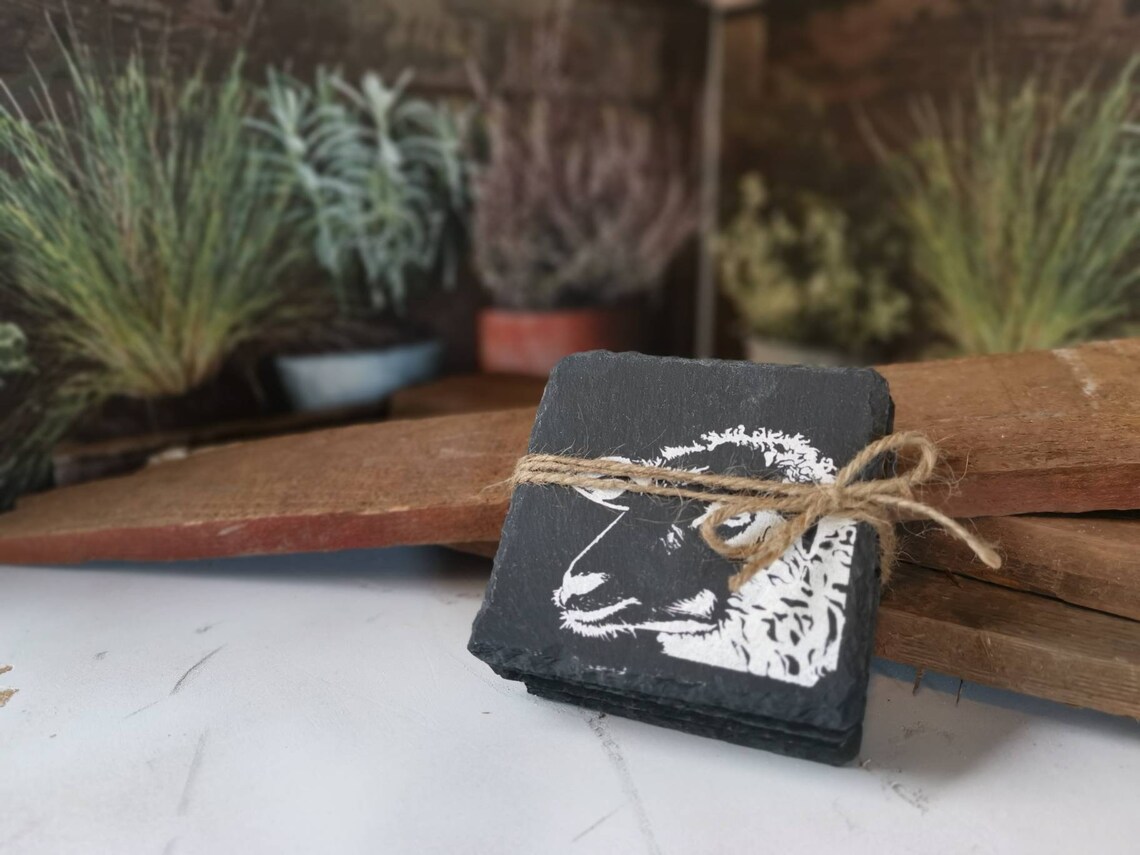 Farm Animal Rustic Slate Coaster Set Farmhouse Style Etsy