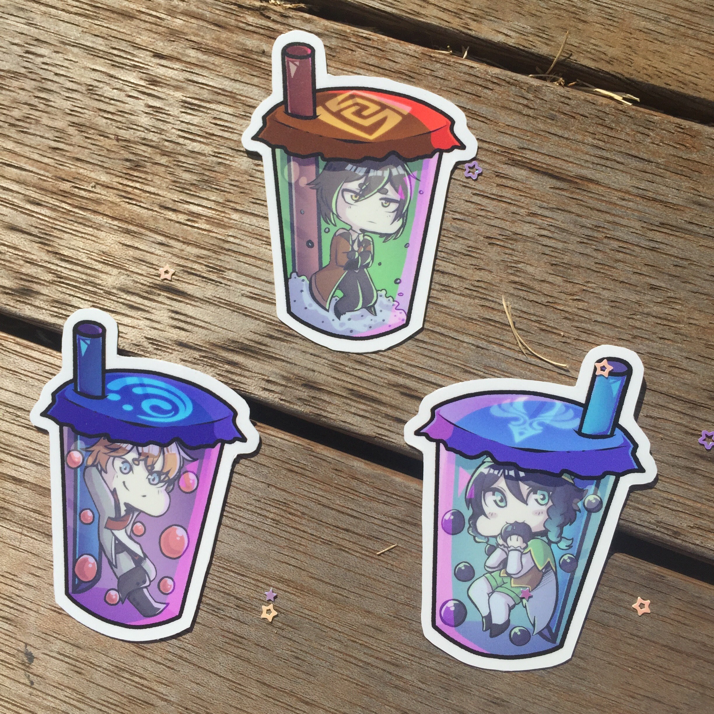 Genshin Impact Boba Stickers Zhong Li Tartaglia Venti | Etsy