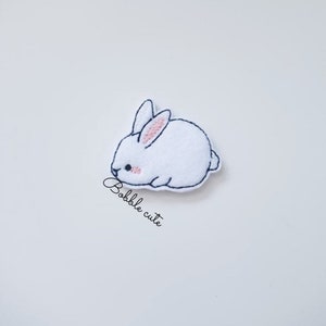 Weiße Osterhase Filz Patch-Datei, süße Kaninchen Filz Stickerei Design, Frühling Hase ITH-Datei, Anfänger Stickerei Design-Datei