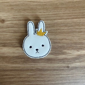 Häschen mit Krone Filz Patch Datei, Niedliche Hase Filz Stickdatei, Frühling Hase ITH Datei, Anfänger Stickdatei