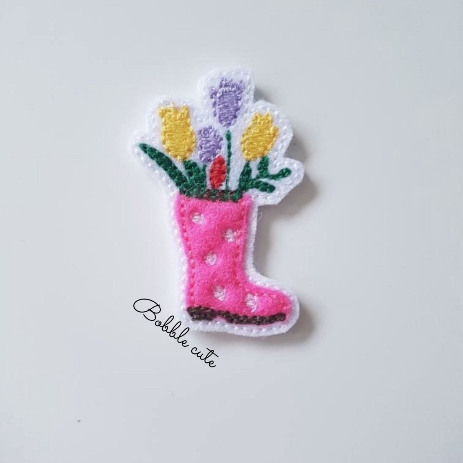 Rain Boot Feltie Embroidery Design, Wellies Feltie Patch File, Spring