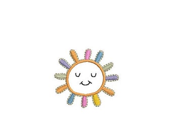 Cute sun ITH feltie, machine embroidery sun file, Bow supplies, ITH, Machine embroidery design, Digital download