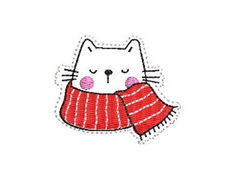 ITH cat feltie embroidery design, Festive kitten feltie, In the hoop design, Christmas felty design, Cat embroidery design, Kitten ITH